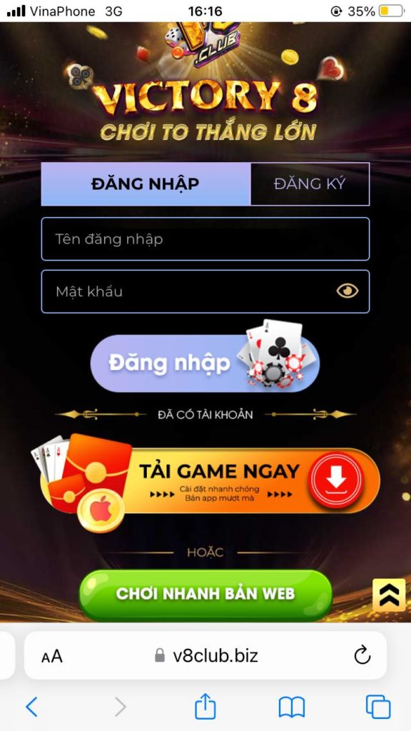 Tải app V8Club cho điện thoại IOS
